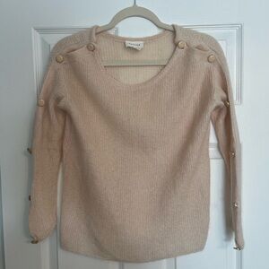 Sezane Cream Crewneck Sweater with Gold Buttons